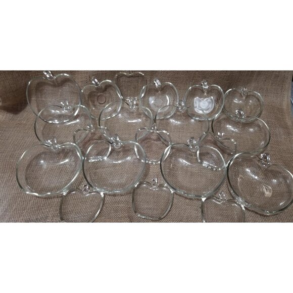 Vintage Hazel Atlas Apple Shaped Bowl & Saucer Set Dessert Dining 20-Piece Set - Picture 1 of 11